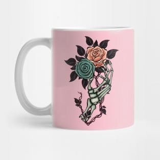 Skeleton Hand with  Roses Mug